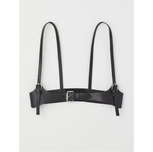 H&M Black Leather harness belt size medium With Silver Metal Buckle